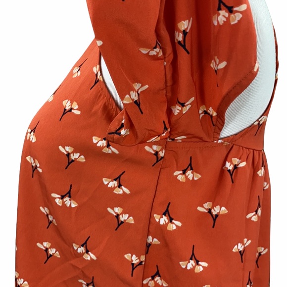 Abercrombie Orange Floral Print Cold Shoulder Blouse - Picture 10 of 16